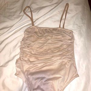 Taupe mesh cami thong bodysuit